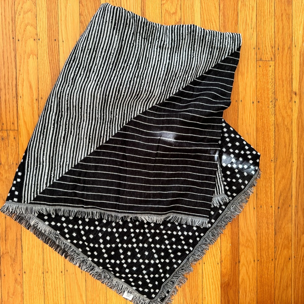 Madewell Black and White Striped and Dotted Scarf